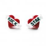 Rock Star Tattoo Heart Earrings