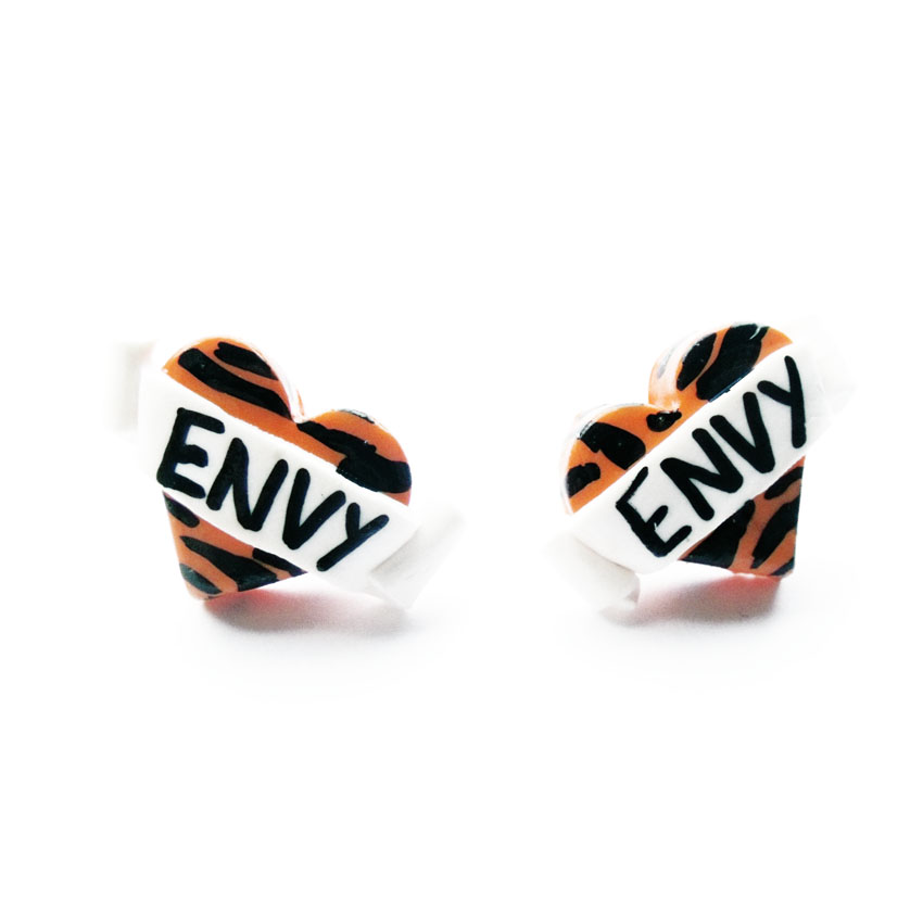 Tiger Envy Heart Stud Earrings